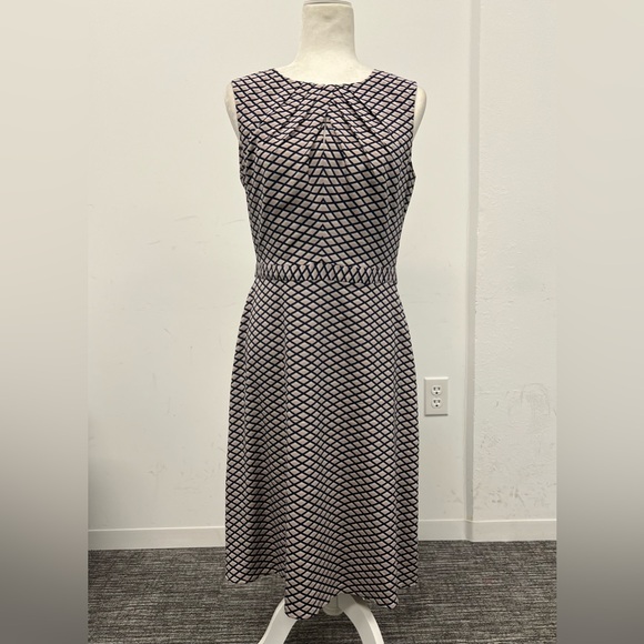 TORY BURCH GEOMETRIC SILK MIDI DRESS - Picture 1 of 4